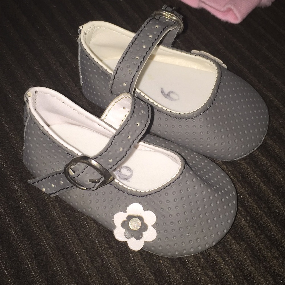 Little gray flats newborn shoes